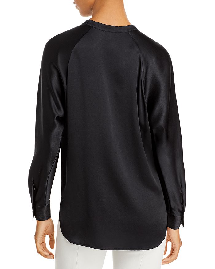 Shop Vince Silk Banded Collar Blouse In Black