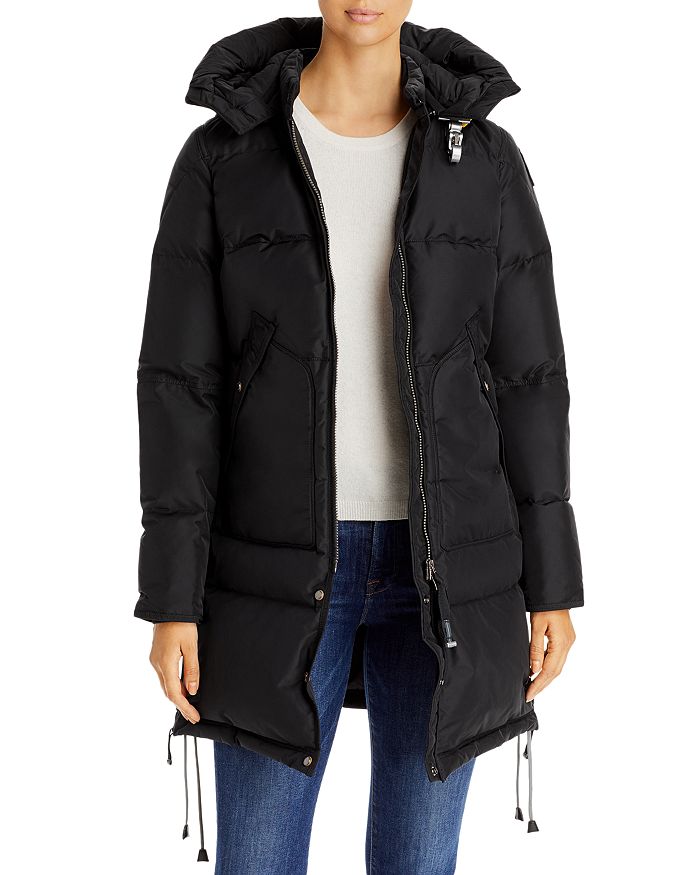 Parajumpers Long Bear Base Hooded Down Coat In Black