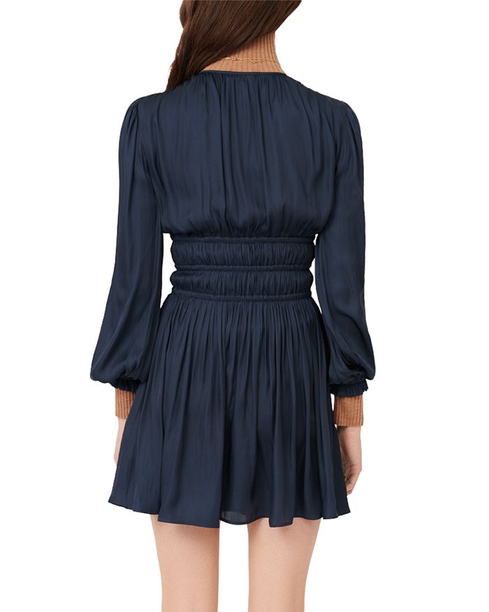 Maje Riane Satin Mini Dress In Navy
