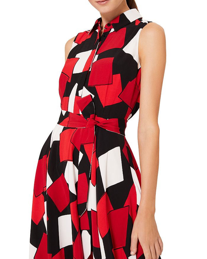 Hobbs London Belinda Geo Print Shirtdress In Red Multi
