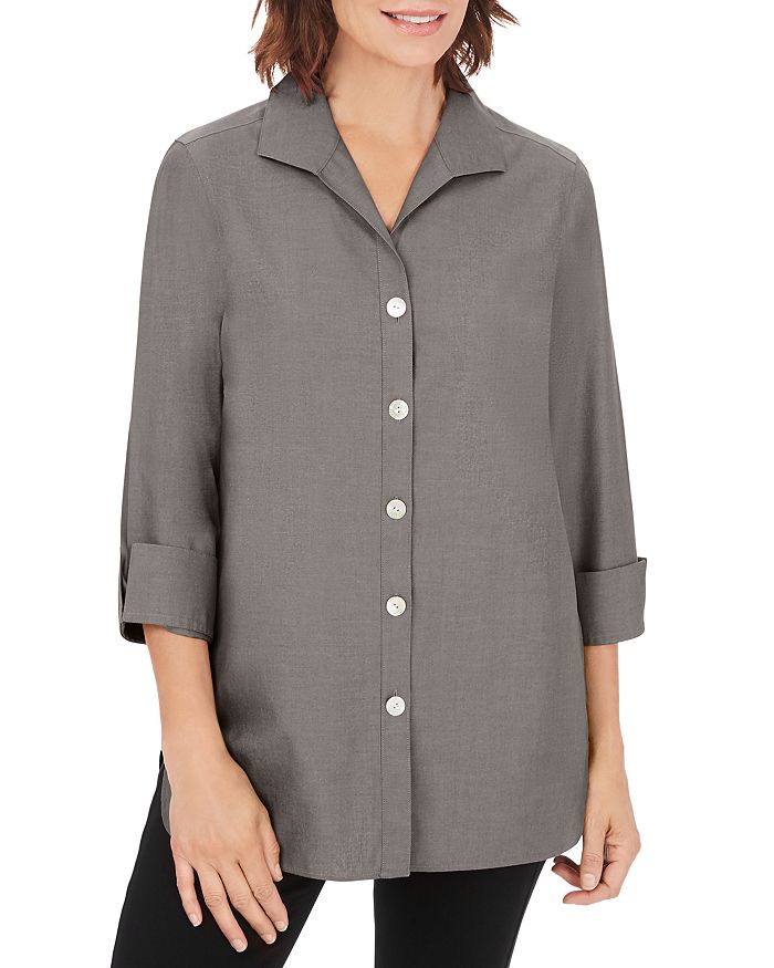 Foxcroft Pandora Non-iron Cotton Shirt In Charcoal