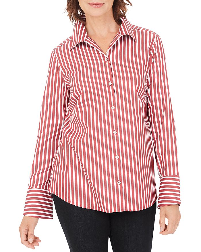 FOXCROFT STRIPED BUTTON FRONT SHIRT,192561