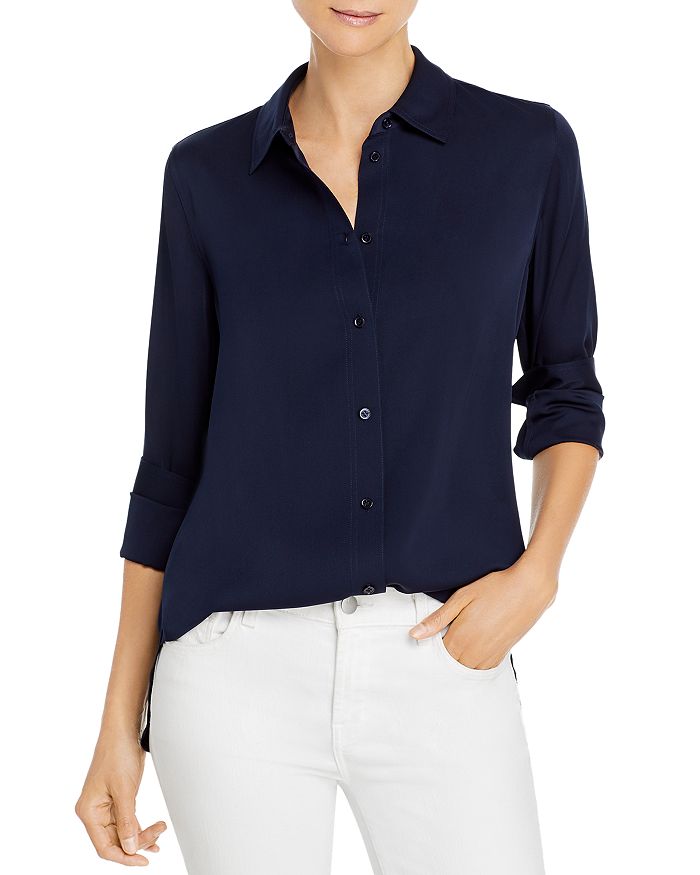 Vince Slim Fitted Blouse In Coastal Blue