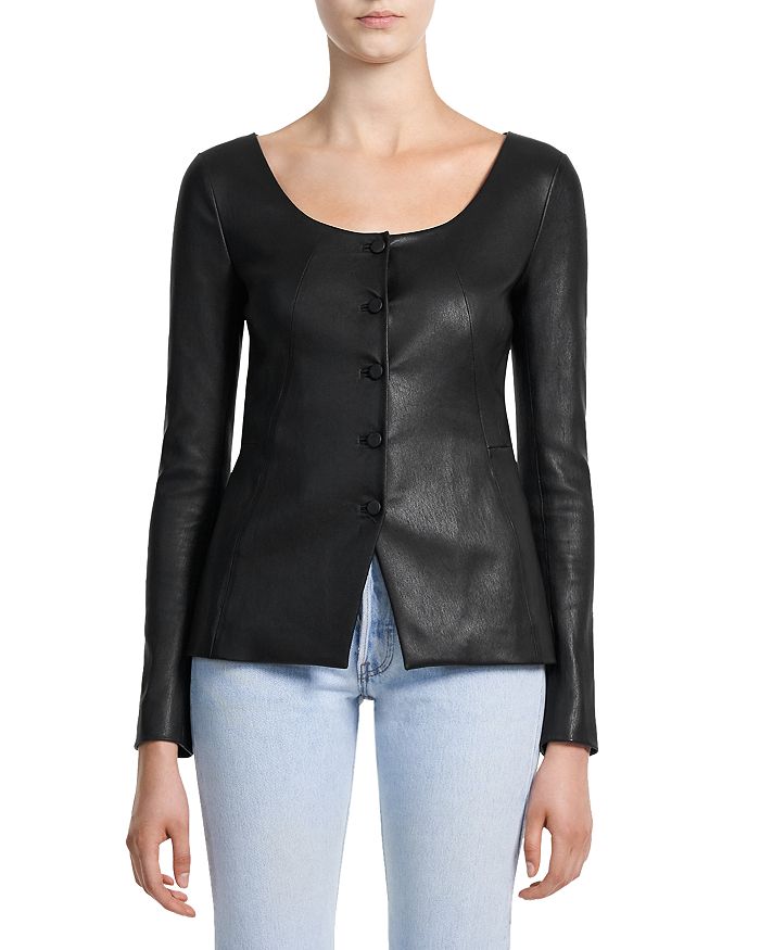 Theory Scoop Neck Bristol Leather Jacket Bloomingdale s