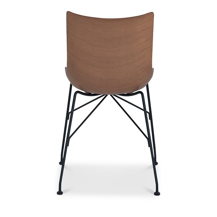 Shop Kartell P Basic Veneer Dining Chair In Dark Wood/painted Steel Legs