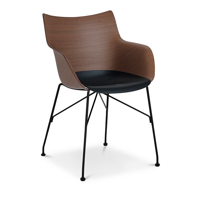 Shop Kartell Q Basic Veneer Dining Chair In Dark Wood/painted Steel Legs