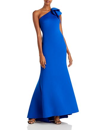 Eliza J Womens One Shoulder Gown with Ruffle Detail Special Occasion Dress