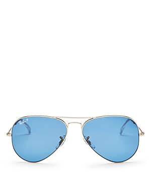 Ray Ban Ray-ban Unisex Original Polarized Brow Bar Aviator Sunglasses, 58mm In Legend Gold/polarized Blue