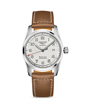 Longines Spirit Watch, 40mm In Silver/lt. Brown