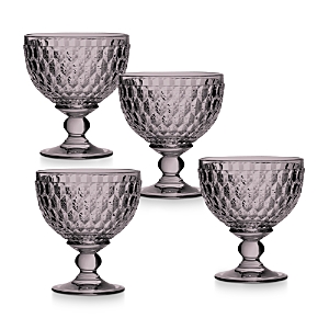 Villeroy & Boch Boston Smoke Crystal Dessert Bowl/ Champagne Glass, Set Of 4 In Rose