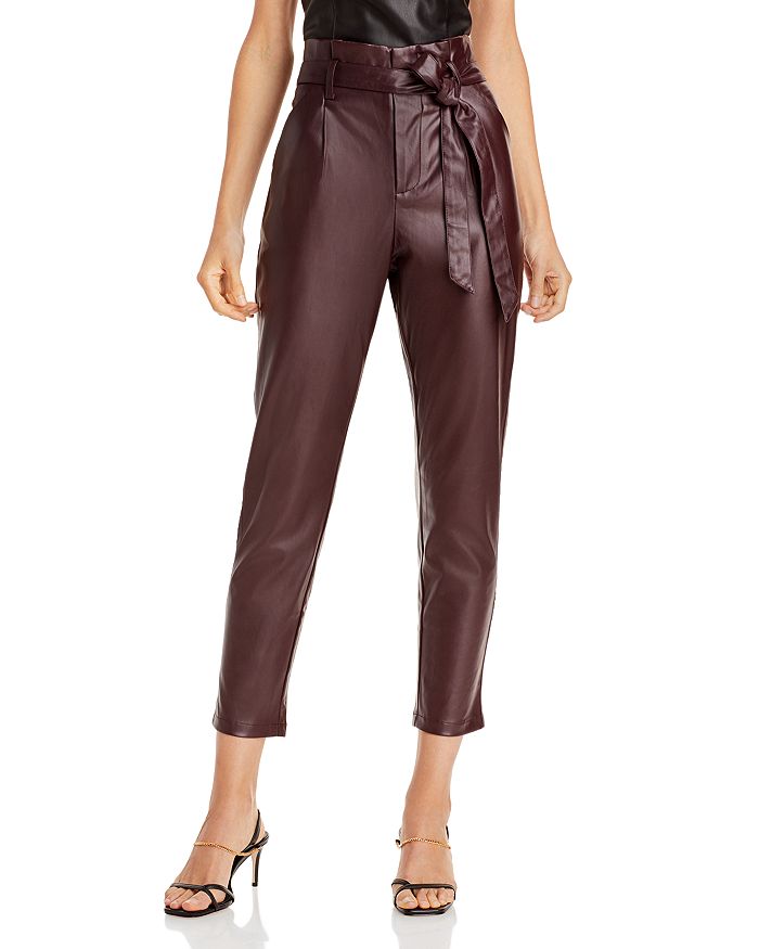 Lucy Paris Faux Leather Paperbag-waist Pants - 100% Exclusive In Wine