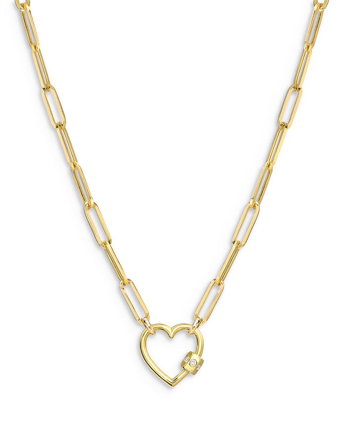Zoe Lev 14K Yellow Gold Large Paper Clip Chain with Heart