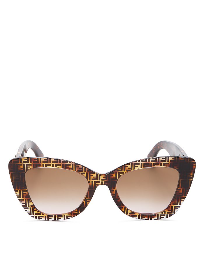 Fendi Women's Cat Eye Sunglasses, 52mm In Havana/brown Pink