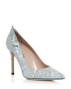 Sjp By Sarah Jessica Parker Women's Fawn Newsprint Leather Pumps In White Leather