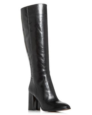tall black boots with block heel