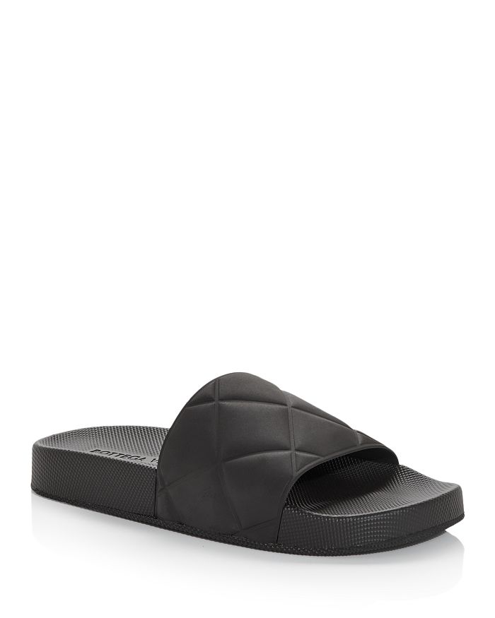 Bottega Veneta Intrecciato-effect Slides In Fondente