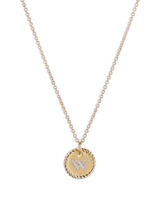David Yurman Cable Collectibles Initial Pendant with Diamonds in Gold on Chain, 16-18