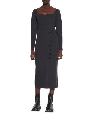 knee length dresses for ladies SANDRO Knit MIDI dress -Beige