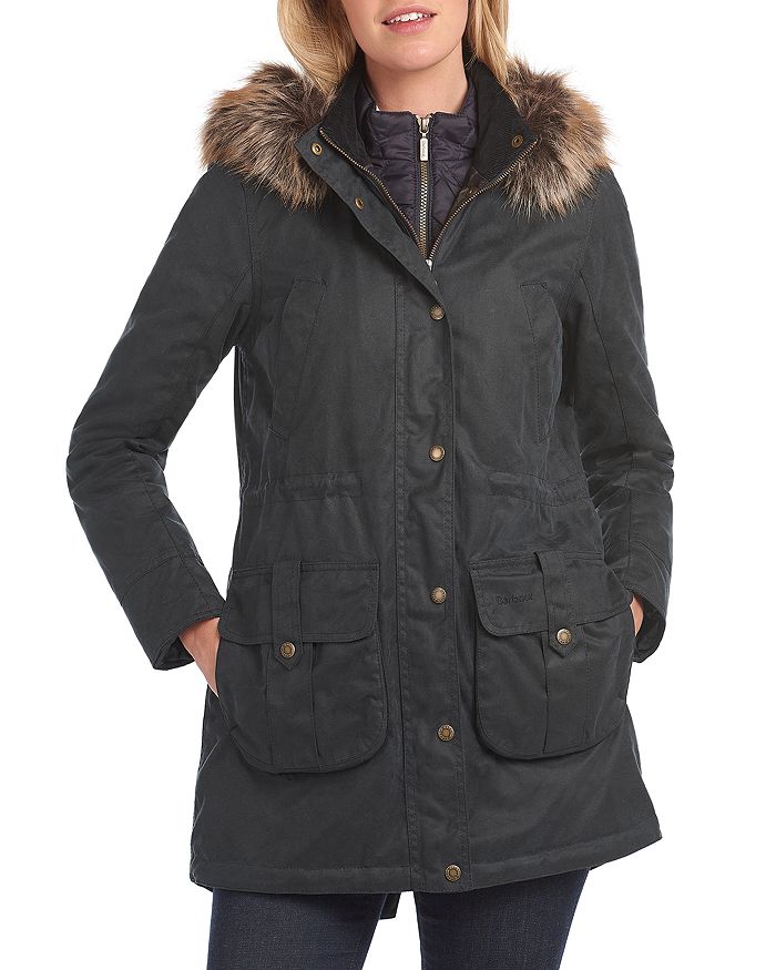 BARBOUR HOMESWOOD HOODED WAXED COTTON COAT,LWX1077NY51