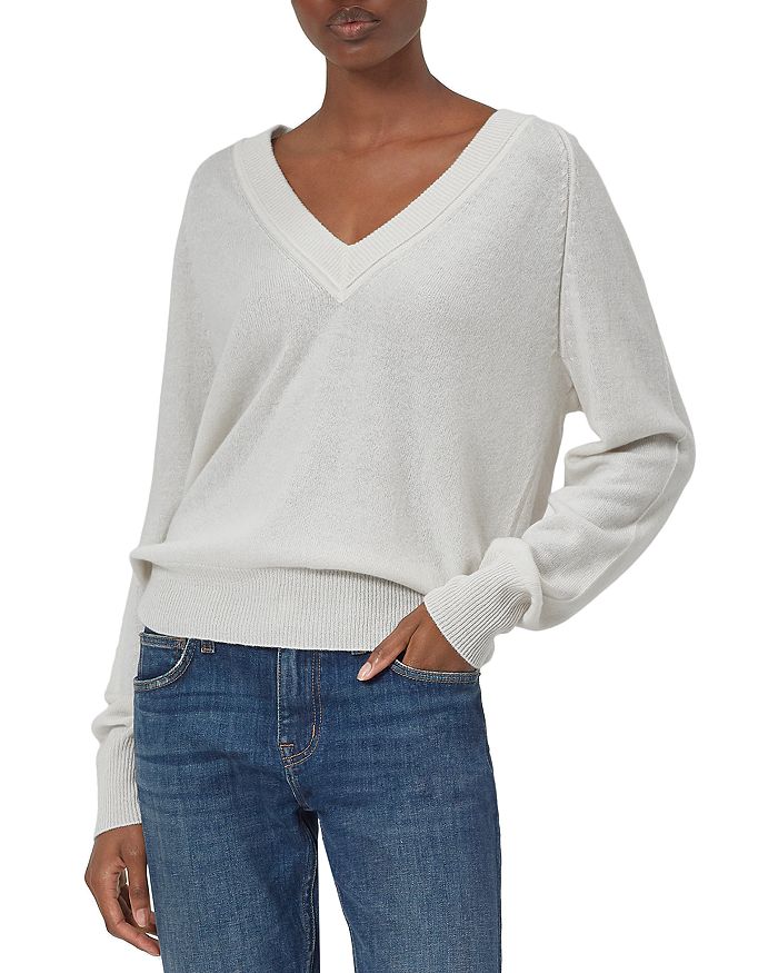 Shop Equipment Madalene Cashmere V-neck Sweater In Nature White