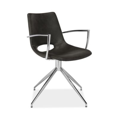 Dawn Midcentury Modern Leather Swivel Office Arm Chair