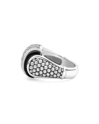 Sterling Silver Black Caviar Diamond & Ceramic Statement Ring