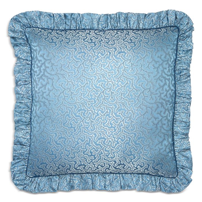 Gingerlily Coral Fern Square Decorative Pillow In Blue