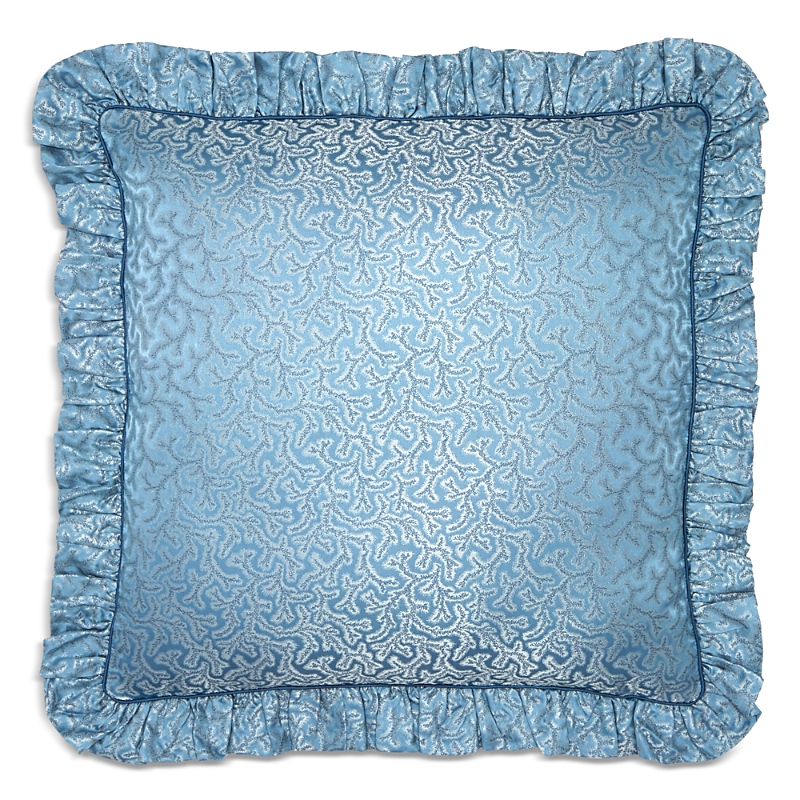 Gingerlily Coral Fern Square Decorative Pillow In Blue
