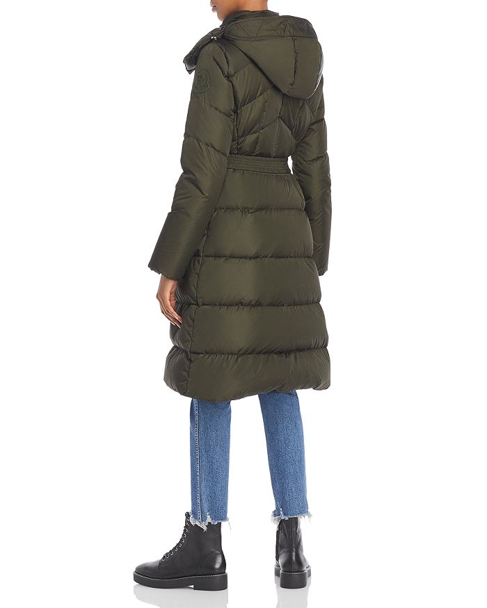 MONCLER AGOT BELTED HOODED DOWN PUFFER COAT