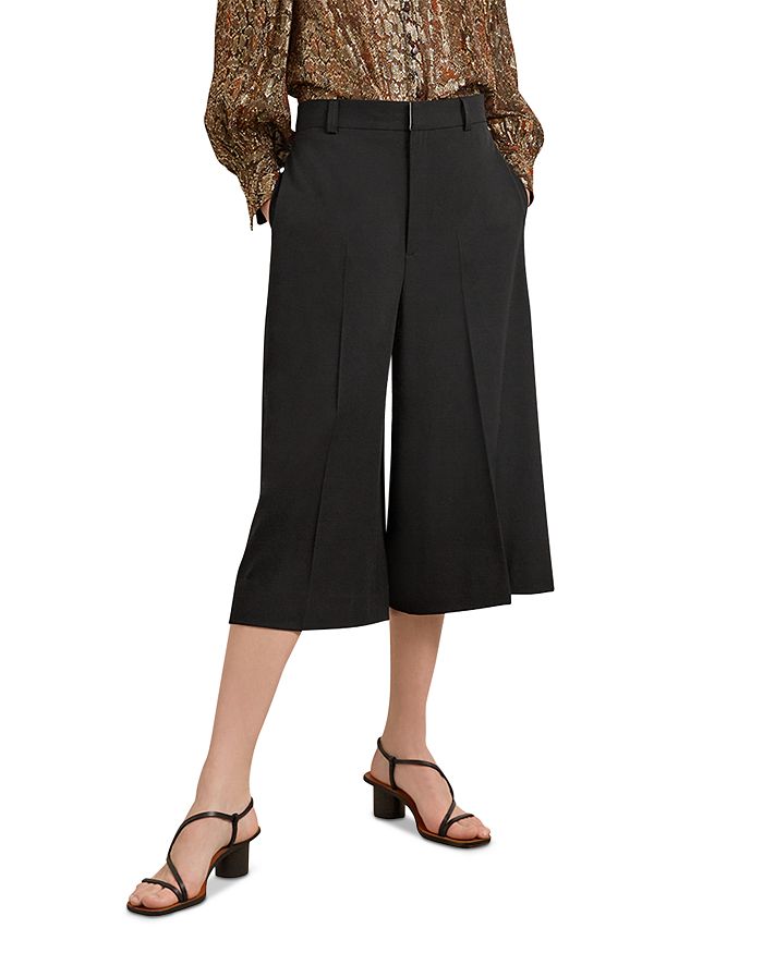 Gerard Darel Lilly Wide Leg Stretch Wool Blend Culottes In Black