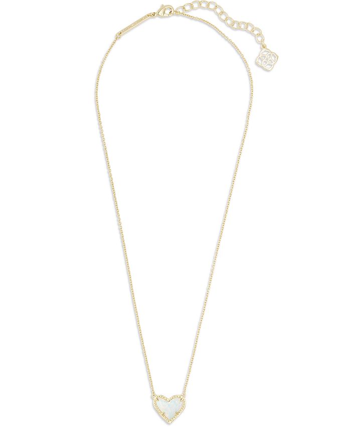 Kendra Scott Women's Ari Heart Short Pendant Necklace In Gold Iridescent Drusy In Gold/white
