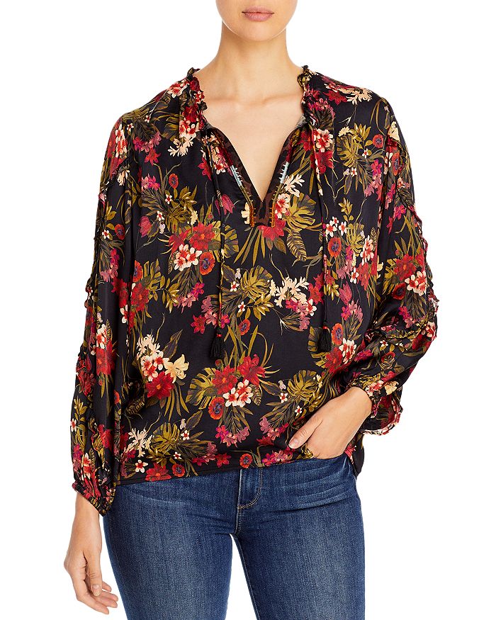 Johnny Was Ruffle Detail Floral Print Blouse | Bloomingdale's