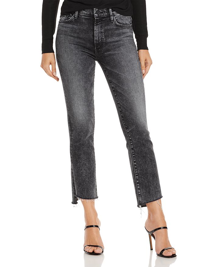 Shop Mother The Insider High Rise Crop Step Fray Bootcut Jeans In Train Stops
