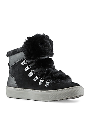 Cougar Women's Lace Up Faux Fur Trimmed Sneakers In Black