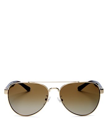 Tory Burch Brow Bar Aviator Sunglasses, 55mm | Bloomingdale's