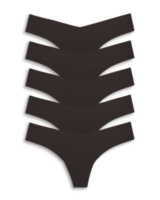 Raw Cut Black Thong, Pack of 5