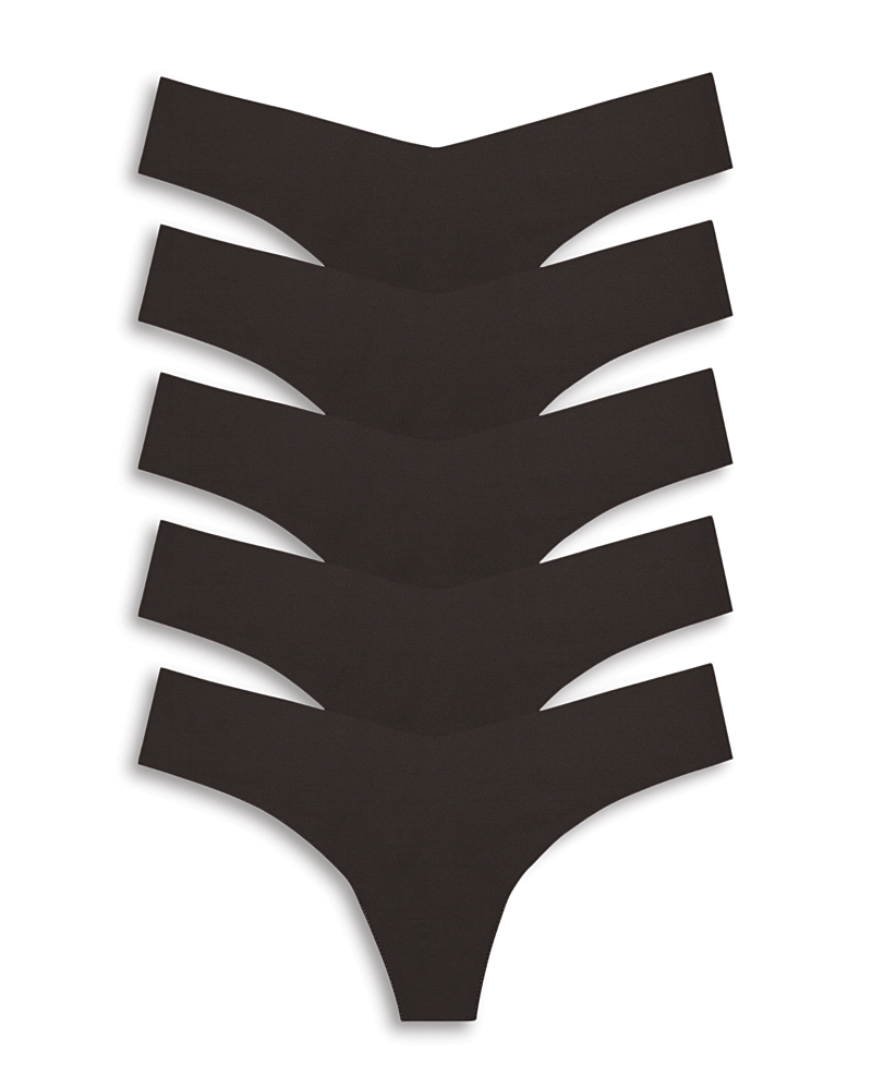 Commando Raw Cut Black Thong, Pack of 5