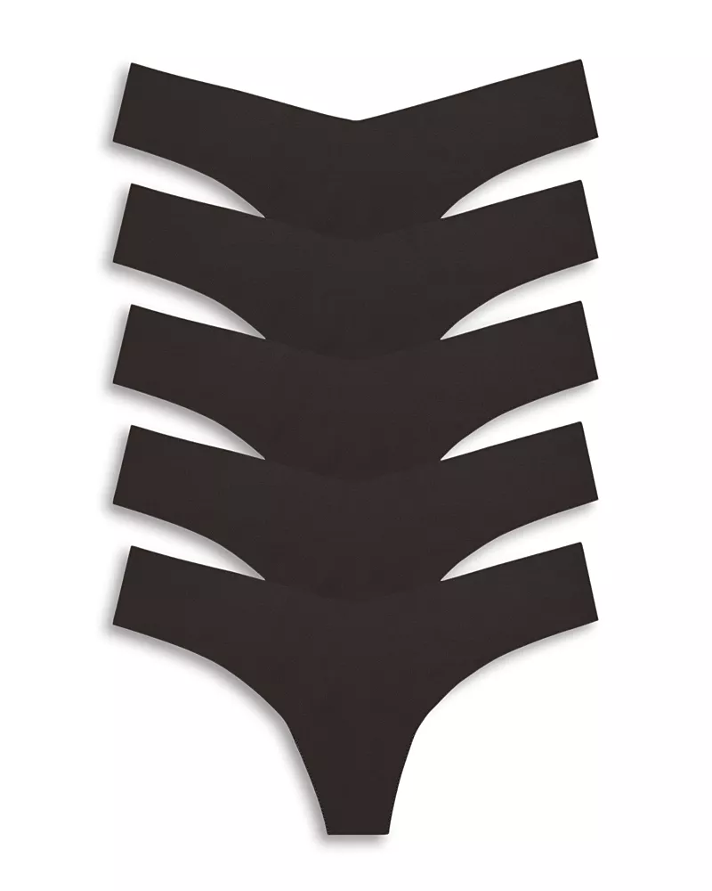 Commando Raw Cut Black Thong, Pack of 5