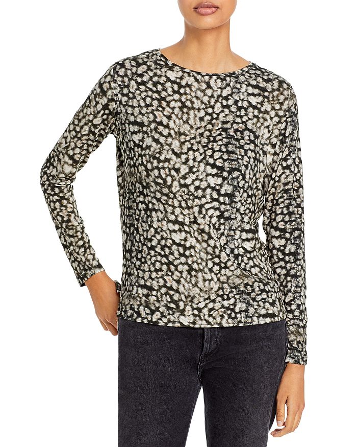 MAJESTIC SOFT TOUCH ANIMAL PRINT LONG SLEEVE RELAXED TEE,M199-FTS512M