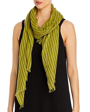 EILEEN FISHER STRIPED FRINGED SCARF,F0ZTH-A0835M