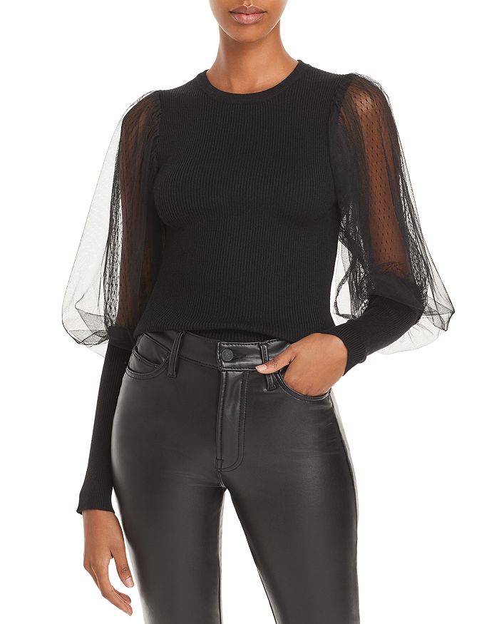 AQUA Mesh Balloon Sleeve Sweater 100 Exclusive Bloomingdale s