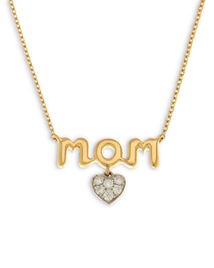 Bloomingdale's - Diamond Heart Mom Pendant Necklace in 14K Yellow & White Gold 17", 0.07 ct. t.w. - 100% Exclusive