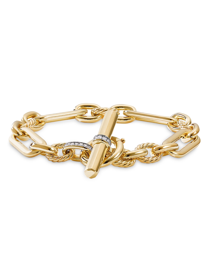 David Yurman Lexington Chain Bracelet in 18K Yellow Gold with Diamonds
