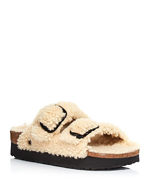 Birkenstock Arizona Big Buckle Teddy Sandal By Papillio Eggshell In Beige