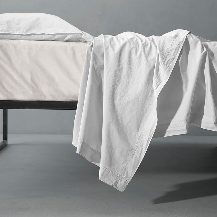 Society Limonta Nite Cotton Flat Sheet, King/queen In Bianco