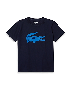 Lacoste Boys' Crocodile Logo Graphic Tee - Little Kid, Big Kid In Light Blue/navy