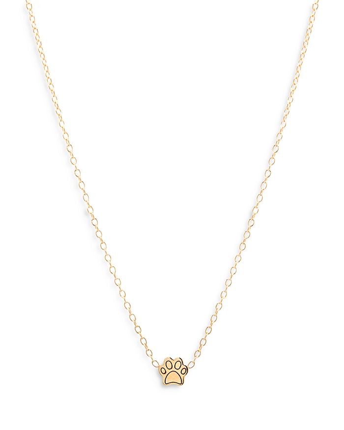 Shop Zoë Chicco 14k Yellow Gold Itty Bitty Paw Pendant Necklace, 16