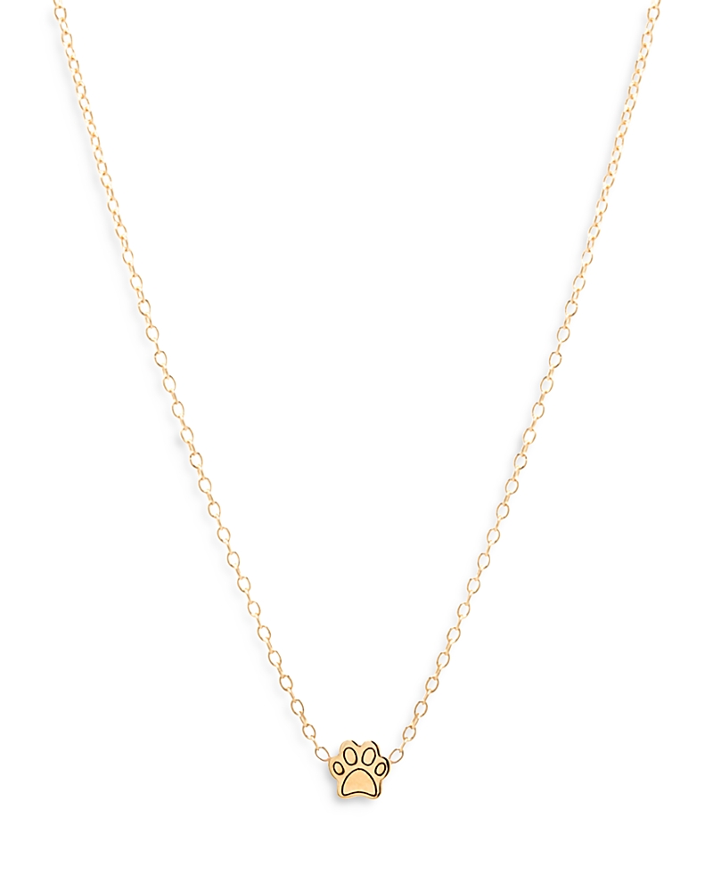 Zoë Chicco Women's Itty Bitty Symbols 14k Yellow Gold Centered Dog Paw Pendant Necklace In Yellow Gold
