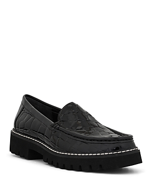 Shop Donald Pliner Women's Hope Slip On Loafer Flats In Black Croc
