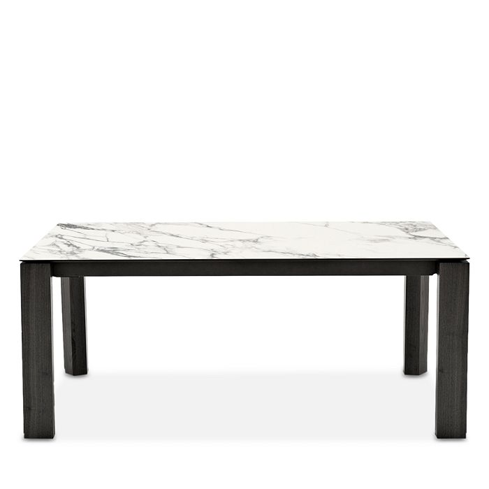 Calligaris Omnia Extension Dining Table In White Marble/graphite Finish